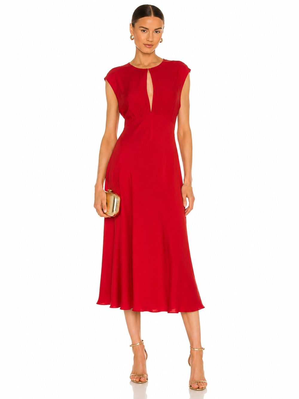 H&M Edition Red Keyhole Midi Dress Medium Elegant Minimalist Occasion
